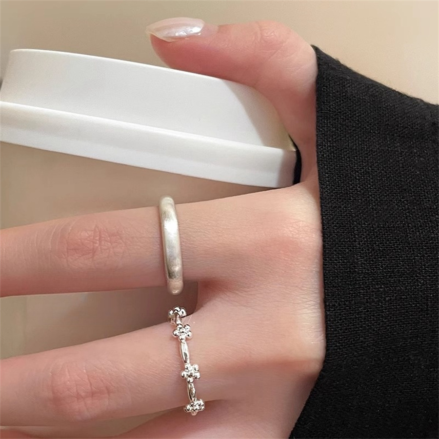 Korean style flower plain ring for women 2025 new niche design index finger ring, high-end, light luxury, versatile ring trend Specification drawing