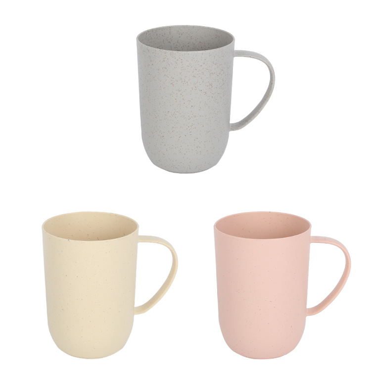Wheat bellflower Nordic simple solid color bathroom mouthwash cup, household plastic handle material drinking cup, brushing cup Item Picture