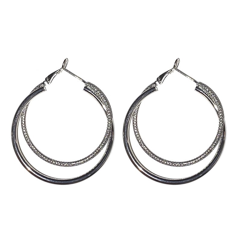 Simple and cold style double-ring large earrings, a new trendy ear ring for women in 2025, elegant, high-end and grand stud earrings Item Picture