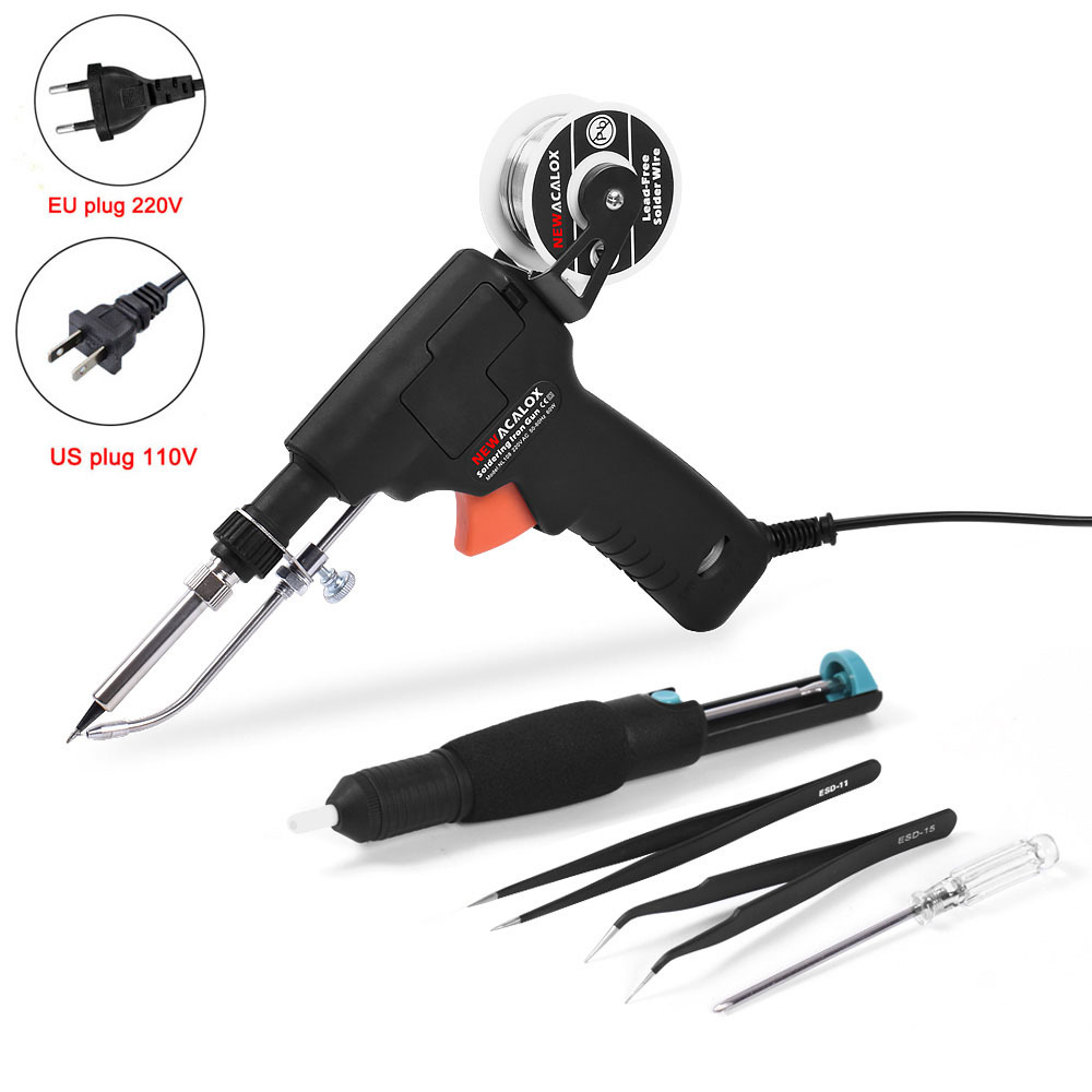 Internal heating soldering gun, soldering iron set, 60W internal heating temperature-controlled soldering with tweezers, solder suction device, and soldering wire set full figure