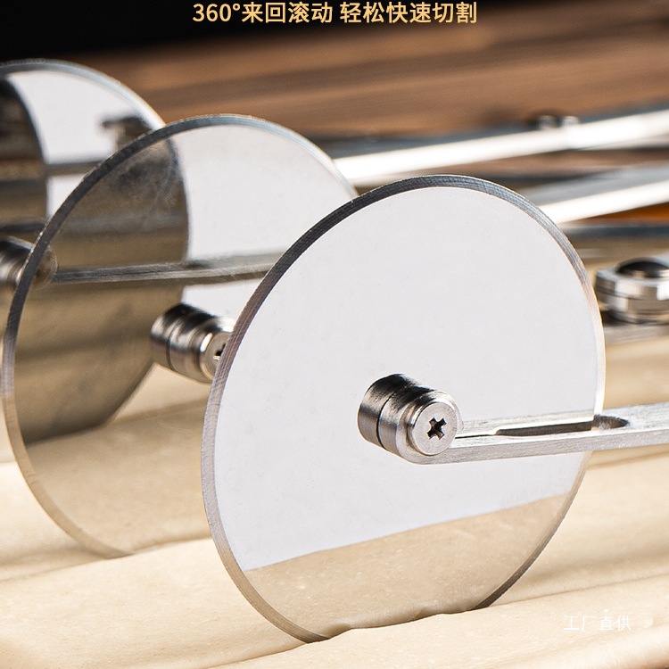 Stainless steel roller oil stick cutting knife, special cutting knife, manual pizza knife, baking telescopic and adjustable, eight-pole cutting Specification drawing