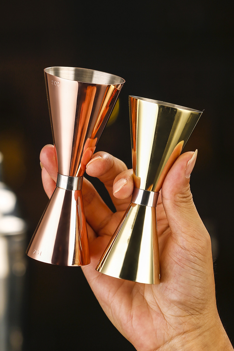 304 stainless steel gold ring double-tipped measuring cup, Japanese ounce cup with engraved measuring glass, 30/60 cocktail mixing glass Specification drawing
