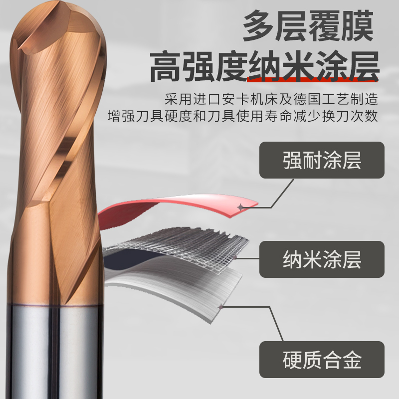 60-degree ball cutter tungsten steel R-type tool for CNC spherical numerical control tools, ball end milling cutter for hard alloy steel Specification drawing