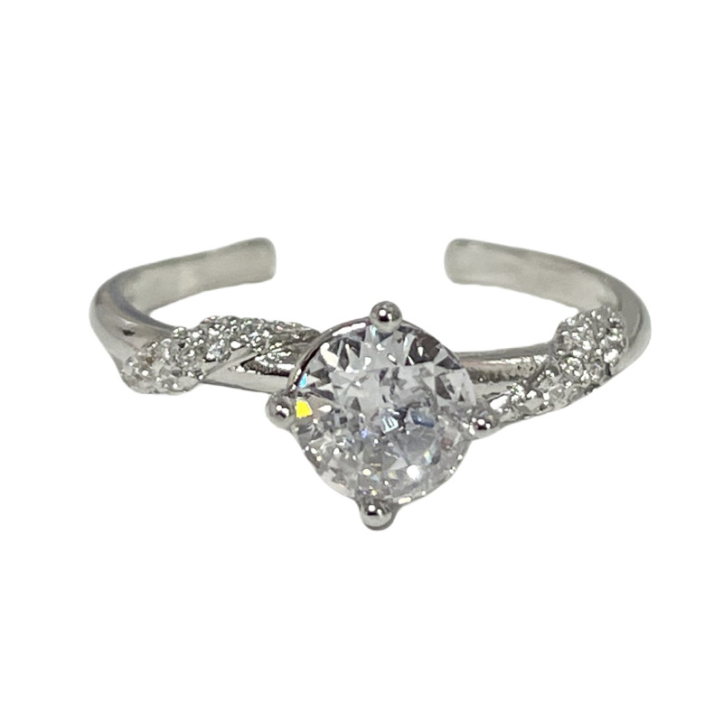 Cross-border European and American micro-set main diamond ring for women, adjustable style proposal ring, cold style fashionable and elegant couple ring Item Picture