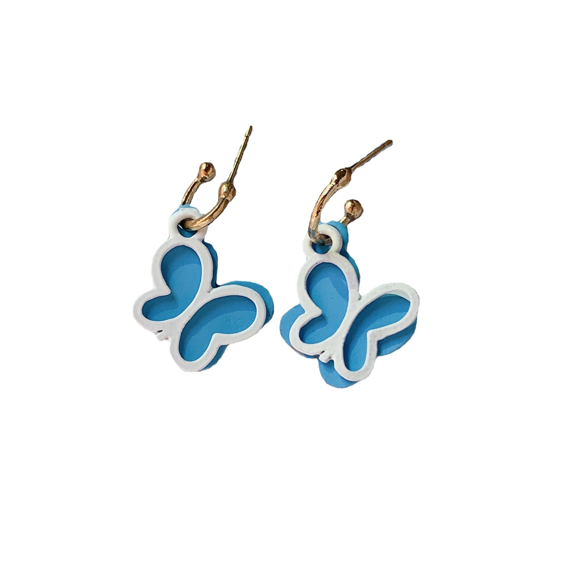 Blue Series ~ Fresh and delicate flower butterfly earrings, Korean-style stylish heart-shaped stud earrings, trendy and fashionable design for women on Instagram Application Scenario