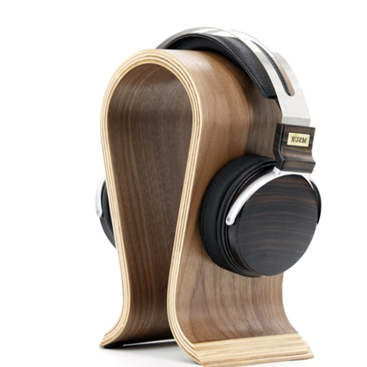Bluetooth headphone stand, U-shaped head-mounted walnut wireless headset hanger, display stand, computer accessory storage stand details Picture