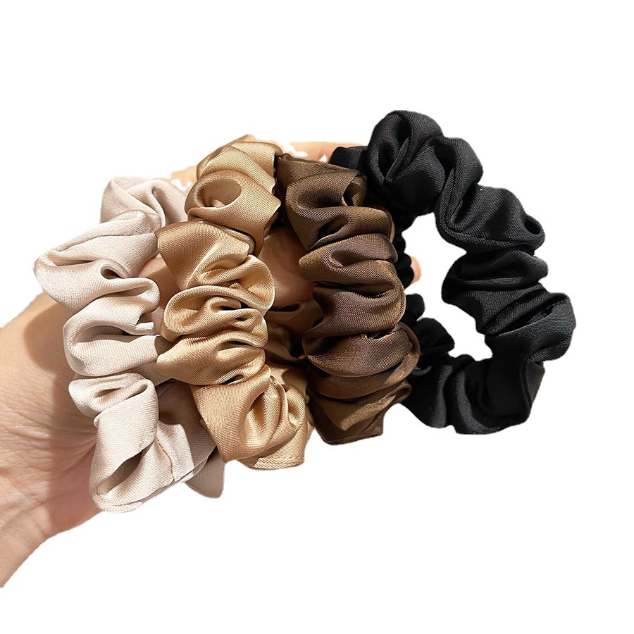 Korean silk satin large intestine hair band wholesale, simple and high-end style, elastic hair band, fine leather band hair accessory Item Picture