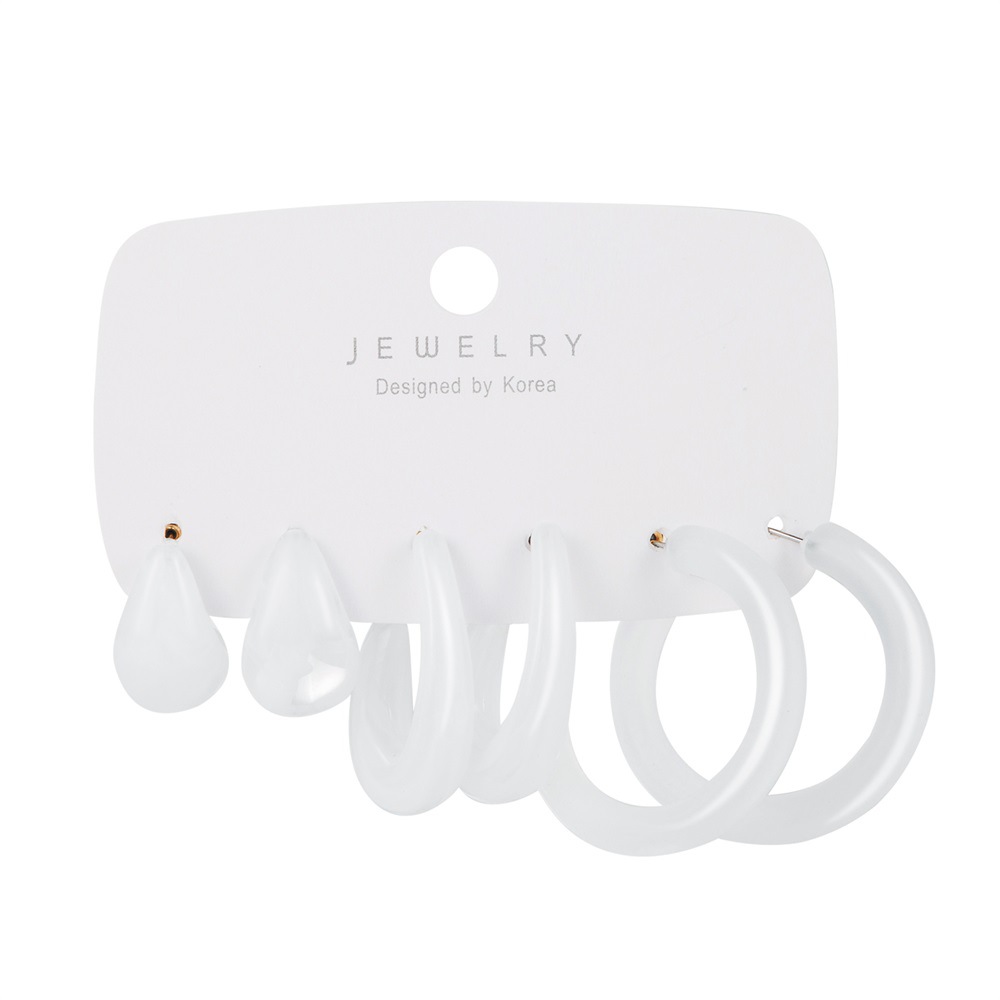Korean jewelry world Geometric Circle earrings Set of 6 pairs, creative butterfly heart pendant ear rings, heart ear studs wholesale Item Picture