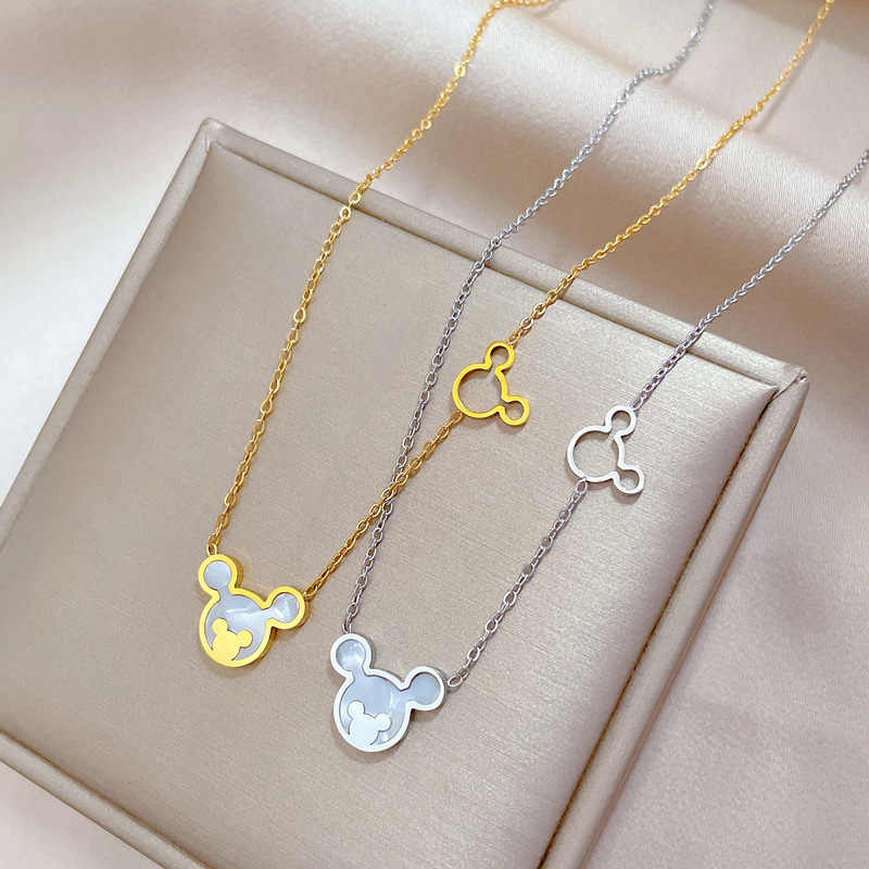 【 All-titanium Steel 】 Shell Mouse minimalist style furnace, real gold necklace, female Instagram influencer collarbone chain accessory full figure
