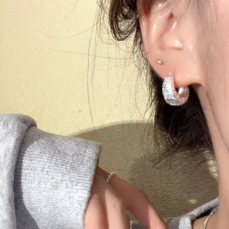 Metal cold frosted earring earrings, a new 2025 bestseller with a high-end feel, unique and stylish earrings for girls details Picture