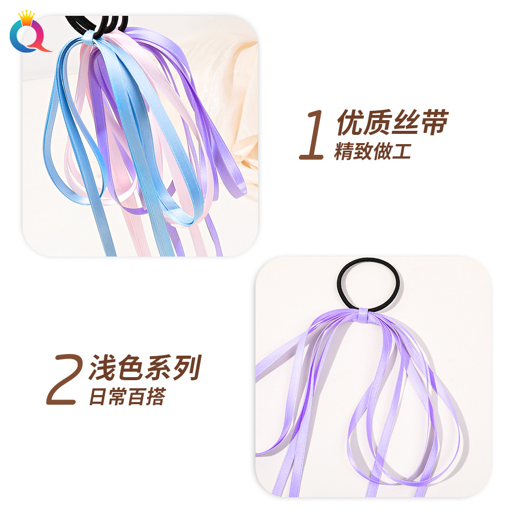 Wholesale of Qiyue Cross-border Retro French ribbon bow hair bands and hair ties, fresh and simple ribbon hair ties and hair accessories Specification drawing