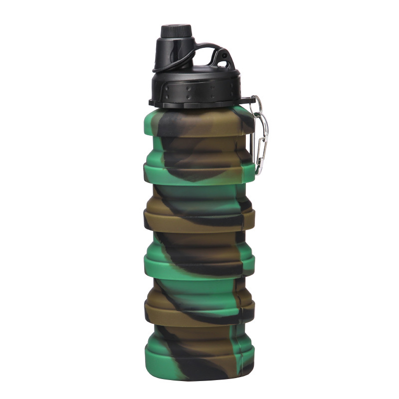New manufacturer's outdoor silicone folding cup, portable telescopic sports water bottle, Amazon cross-border camouflage cup Item Picture