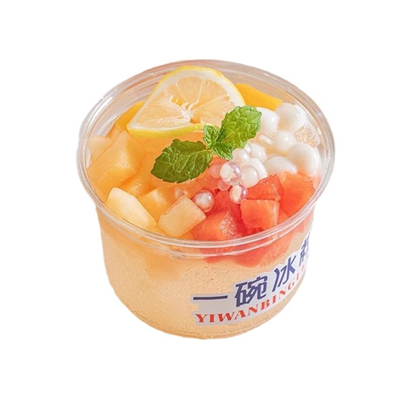 Disposable dessert takeout boxes for ice powder bowls, transparent takeout boxes for fruit scoops, and takeout boxes for street vendors Item Picture