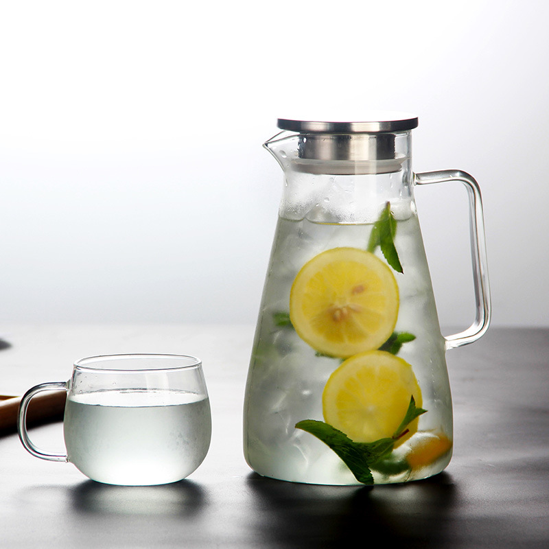 Factory wholesale thickened high borosilicate glass cold water kettles, modern and simple, matte, large-capacity flower tea cold water kettles Specification drawing