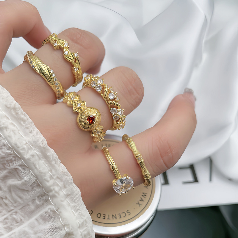 French court-style light luxury high-end geometric brushed open ring, a unique and exquisite ring with a cold and feminine style Specification drawing
