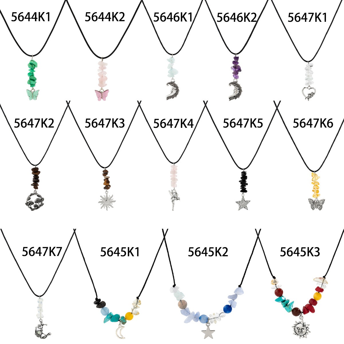 European and American cross-border jewelry: simple wax thread turquoise beaded necklaces, sweet and cool necklaces, gravel choker ladies' necklaces Item Picture