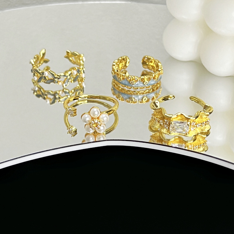 New Chinese-style national trend pearl rotatable open ring, female butterfly cold style, versatile and niche ring trend details Picture
