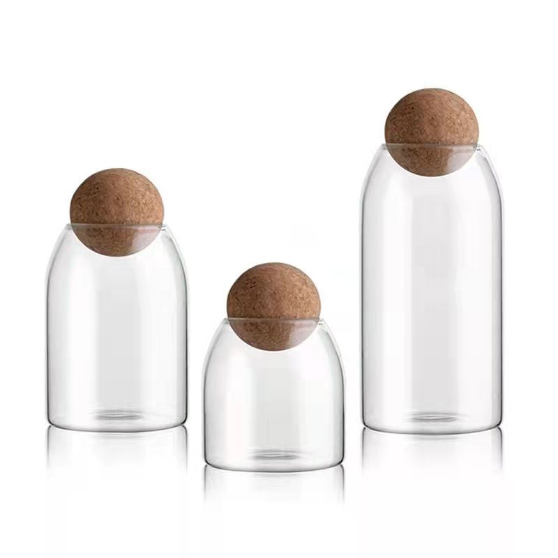 Best-selling round cork stopper storage jars for flowers, fruits, tea, coffee beans, glass jars, tea sealed jars, display bottles, household jars Item Picture