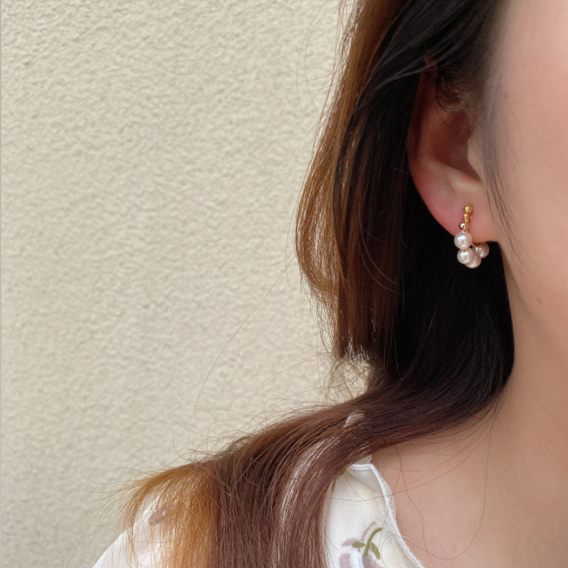 French tassel pearl earrings, a high-end, light luxury and niche style for women, stud earrings with a sense of design, and silver needle earrings Specification drawing