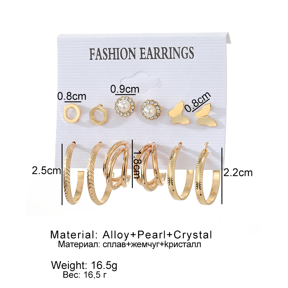 Korean jewelry world: A simple and basic alloy stud set for cross-border use from Europe and America, a creative retro card-mounted ear ring and earring set Item Picture