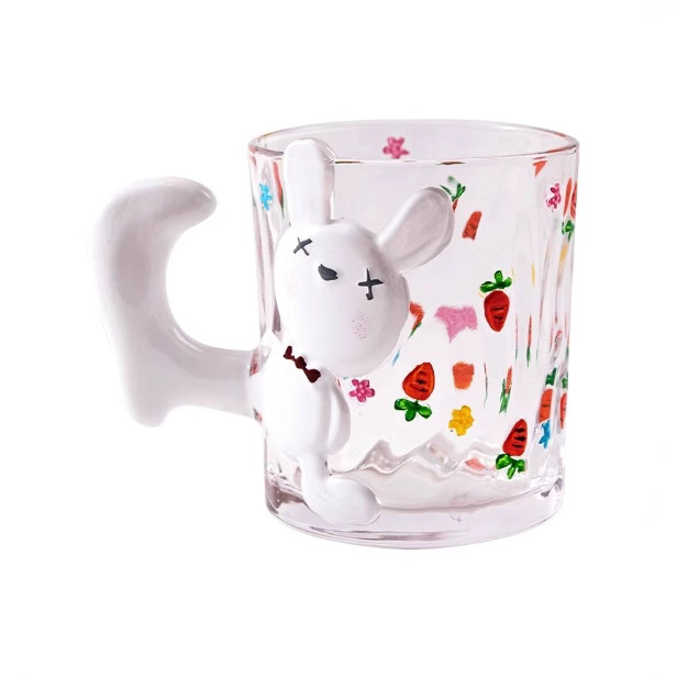 Creative three-dimensional shaped animal cups, cute orange cat cups, glass couple water cups, adorable cartoon milk, juice and coffee cups Item Picture