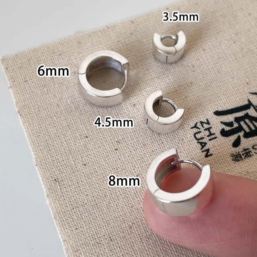 Plain ring earrings, women's ear bone stud, high-end feel, ear bone ring, ear ring, ear buckle, ear stud, men's trendy earrings, 2025 new style Specification drawing