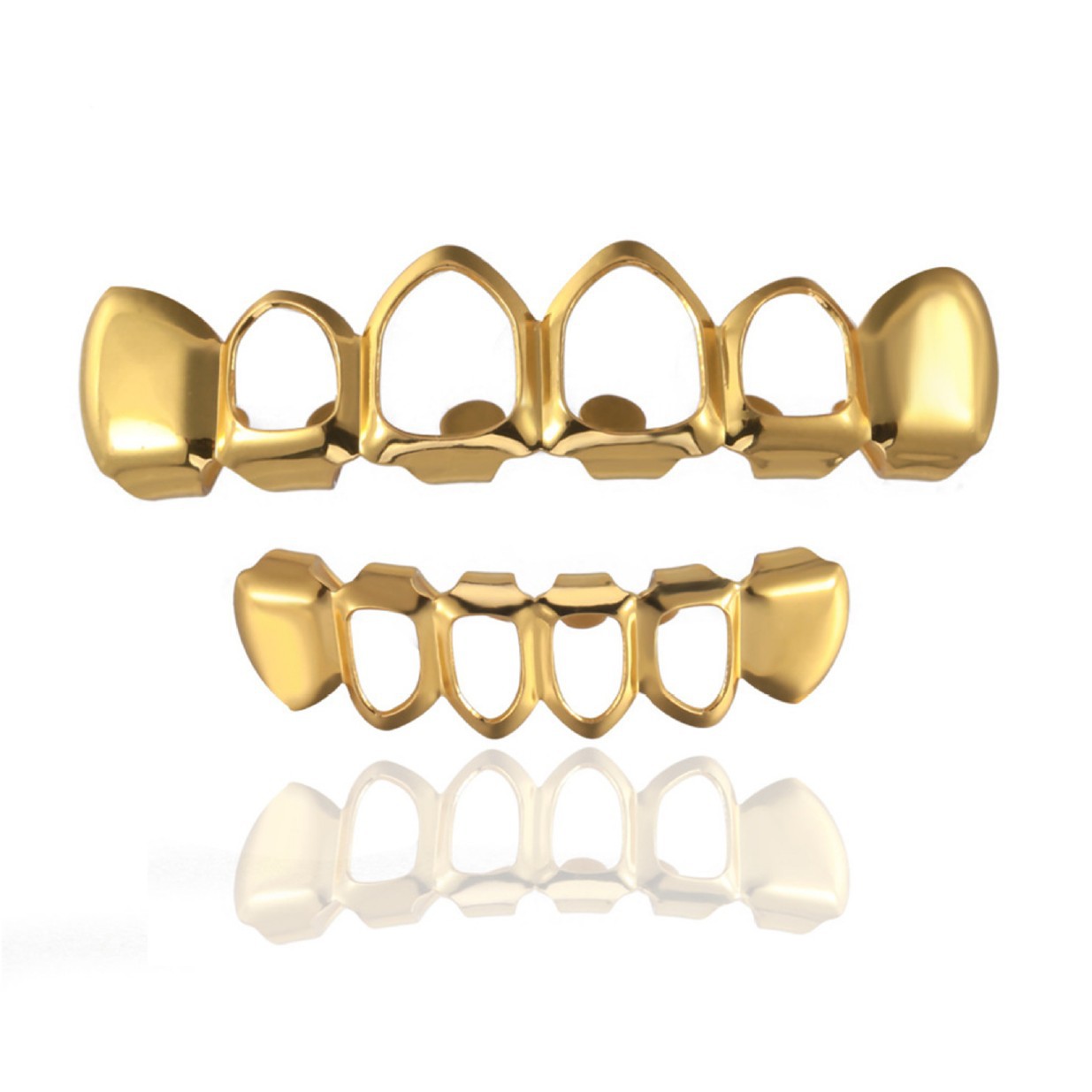 European and American hip-hop four hollowed-out flat teeth hip-hop braces, hip-hop teeth hip-hop Halloween stage prop braces full figure