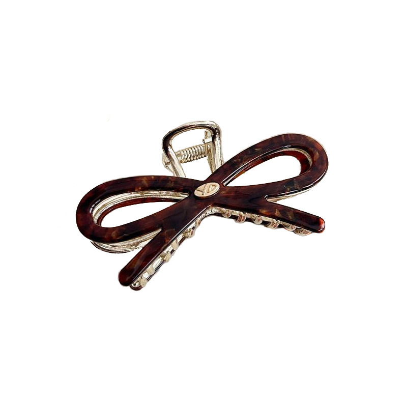 YD Internet celebrity Korean version sweet bow acetate shark clip, half hair bun at the back of the head, hair clamp, cute hair clip Item Picture
