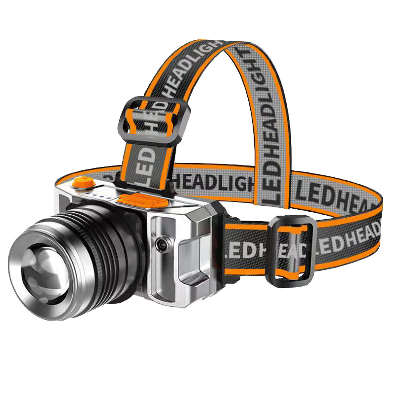 强光远射户外感应头灯批发变焦LED头戴式矿灯手电筒