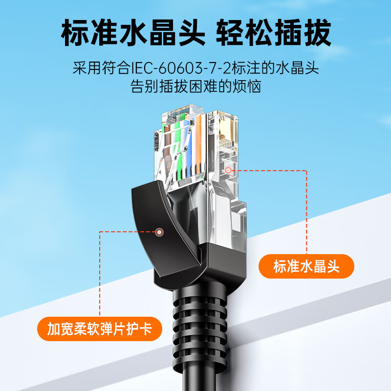 Super Category 6 Gigabit finished network cable, cat6 network cable, 1-meter computer network cable, patch cord, router connection cable Specification drawing
