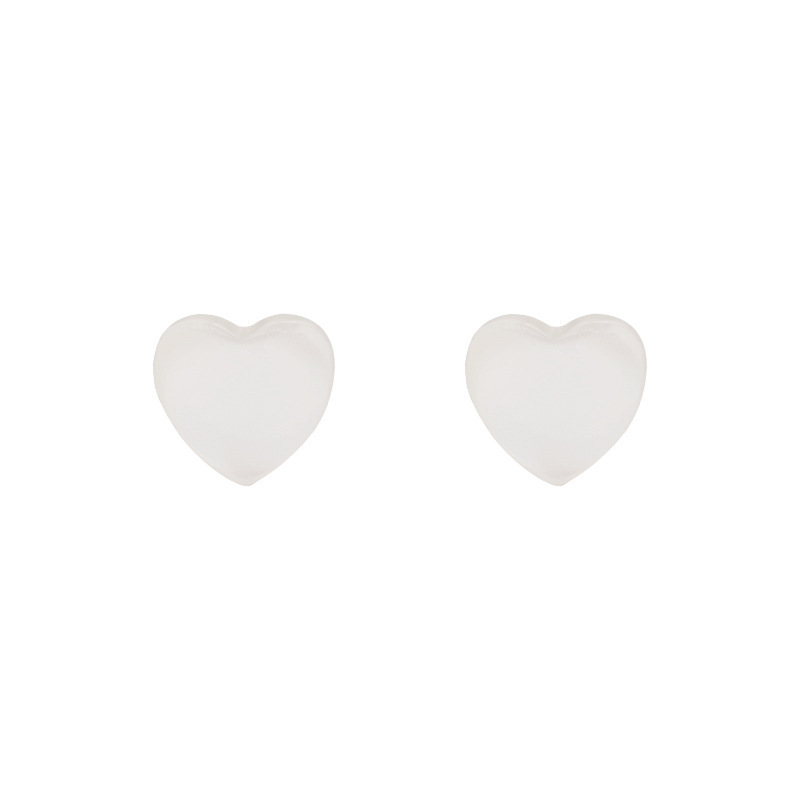 White cat's eye heart-shaped stud earrings in an Instagram-style Japanese style, cute and sweet, simple and versatile, heart-shaped earrings for women Item Picture