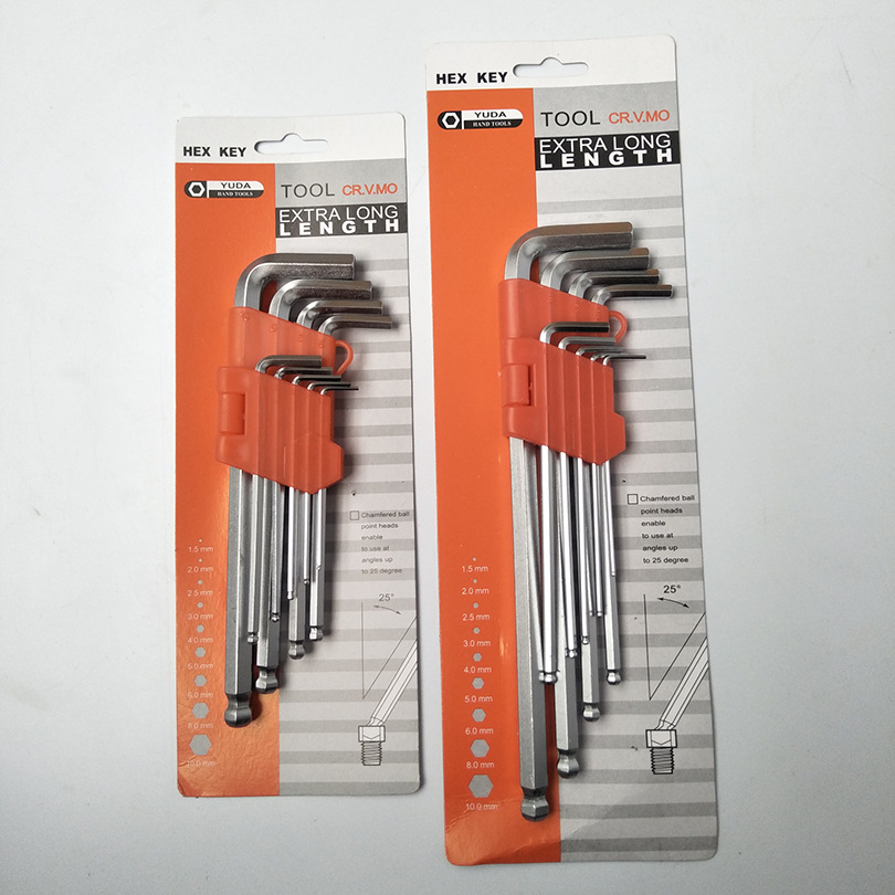Linyi Yuanhong Hardware Tools supplies a 9-piece extended matte hex socket set with hexagonal ball socket wrenches full figure