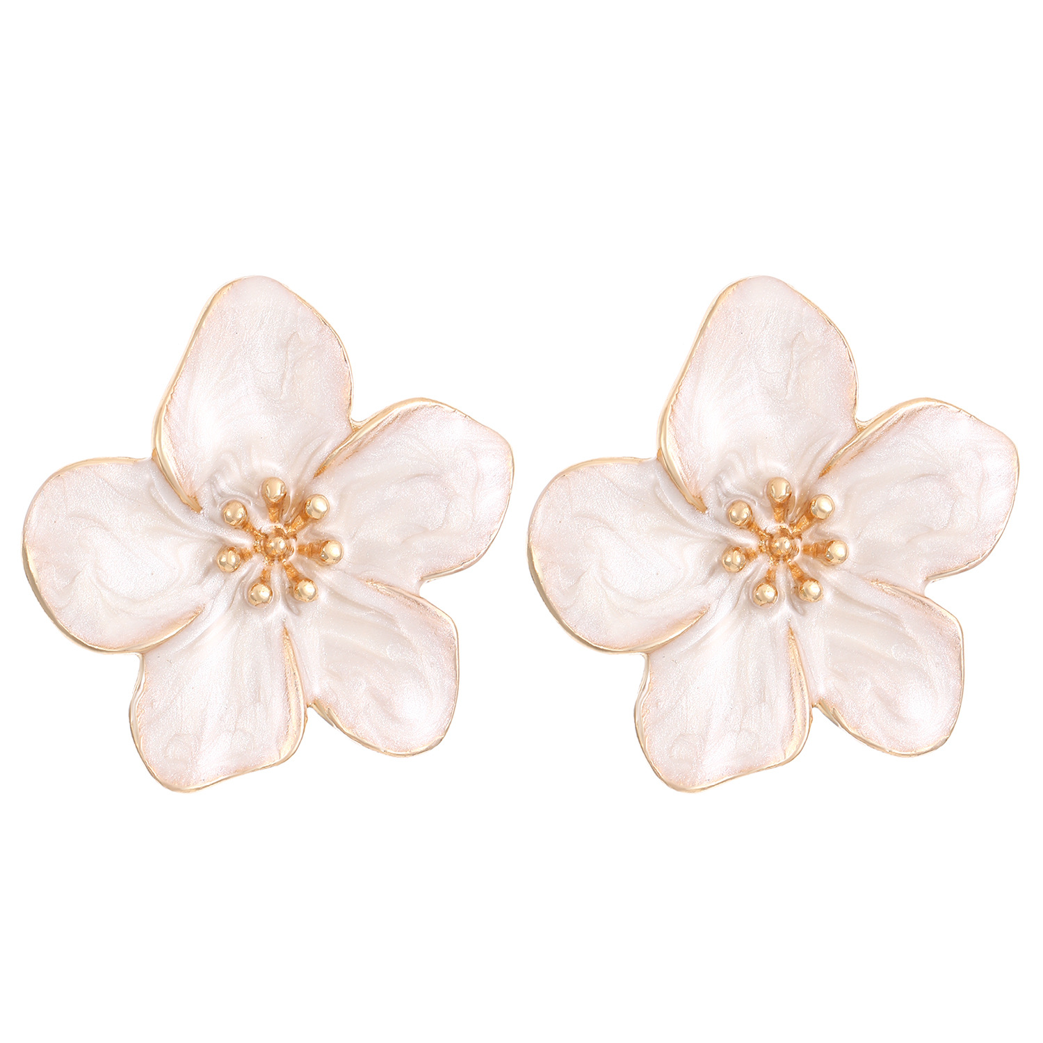 New European and American fashionable oil-dripping flower stud earrings for women, elegant and high-end, simple and elegant earrings, cross-border earrings wholesale Item Picture