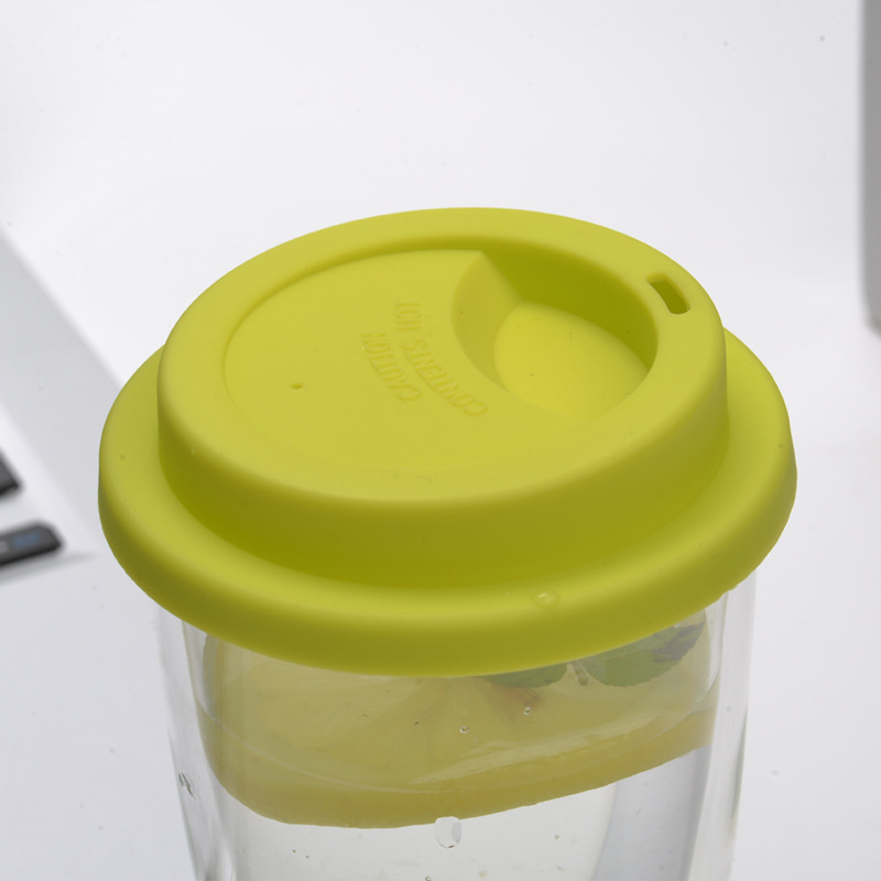 Wholesale high borosilicate glass cups, high appearance level water cups, colorful covered gift cups, heat-resistant double-layer heat-insulating insulated cups Item Picture