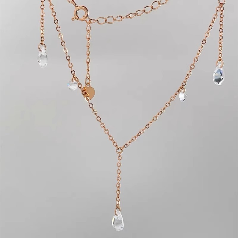 "Starry Sky ~ Water Drop Zircon Tassel Necklace for Women, Light luxury and niche Feel, Ultra-fine diamond collarbone Chain choker. Application Scenario