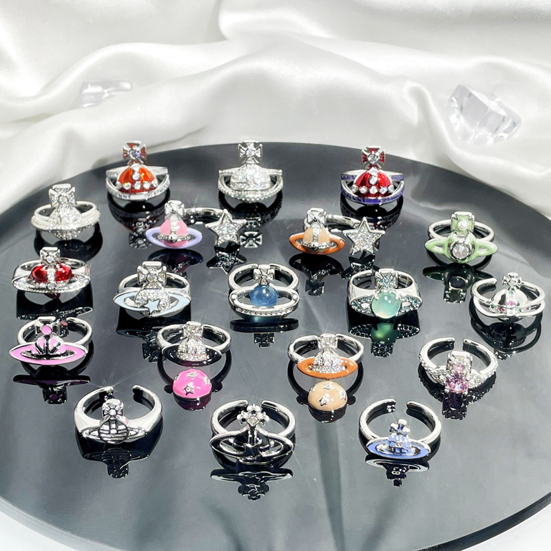 The Saturn drip glaze personalized open ring with a light luxury and high-end feel from Europe and America, a niche design with a cold and cool planetary style full figure