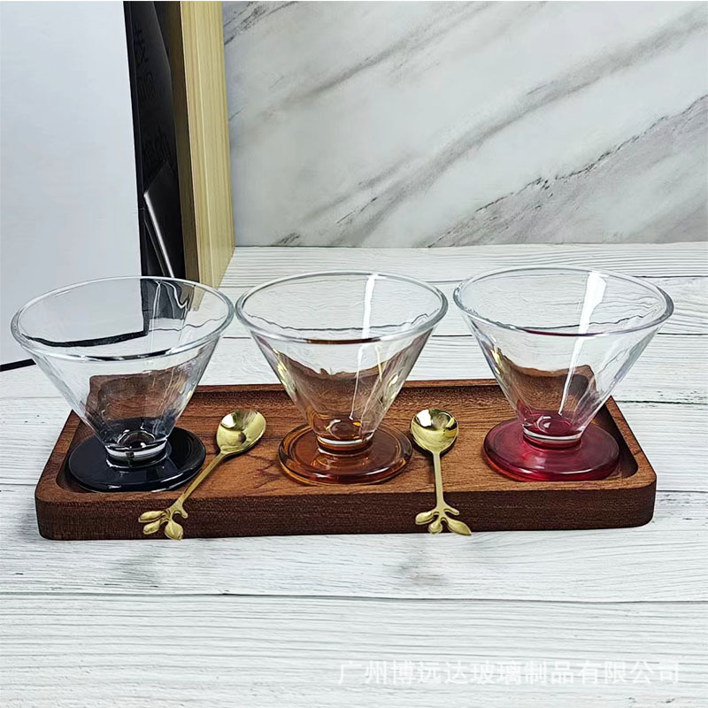 High appearance level, niche design, iced Americano cup, glass cup, French vintage champagne cup, tall ice cream cup full figure