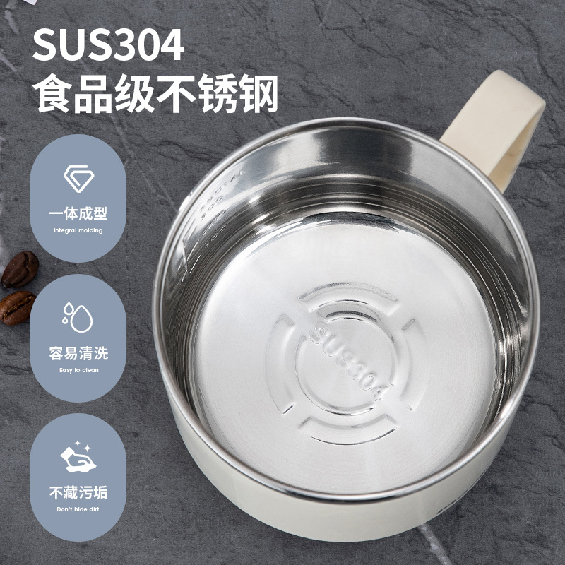 304 stainless steel adult water cup, mug, double-layer heat insulation, handle cup, adult cup with engraved logo details Picture