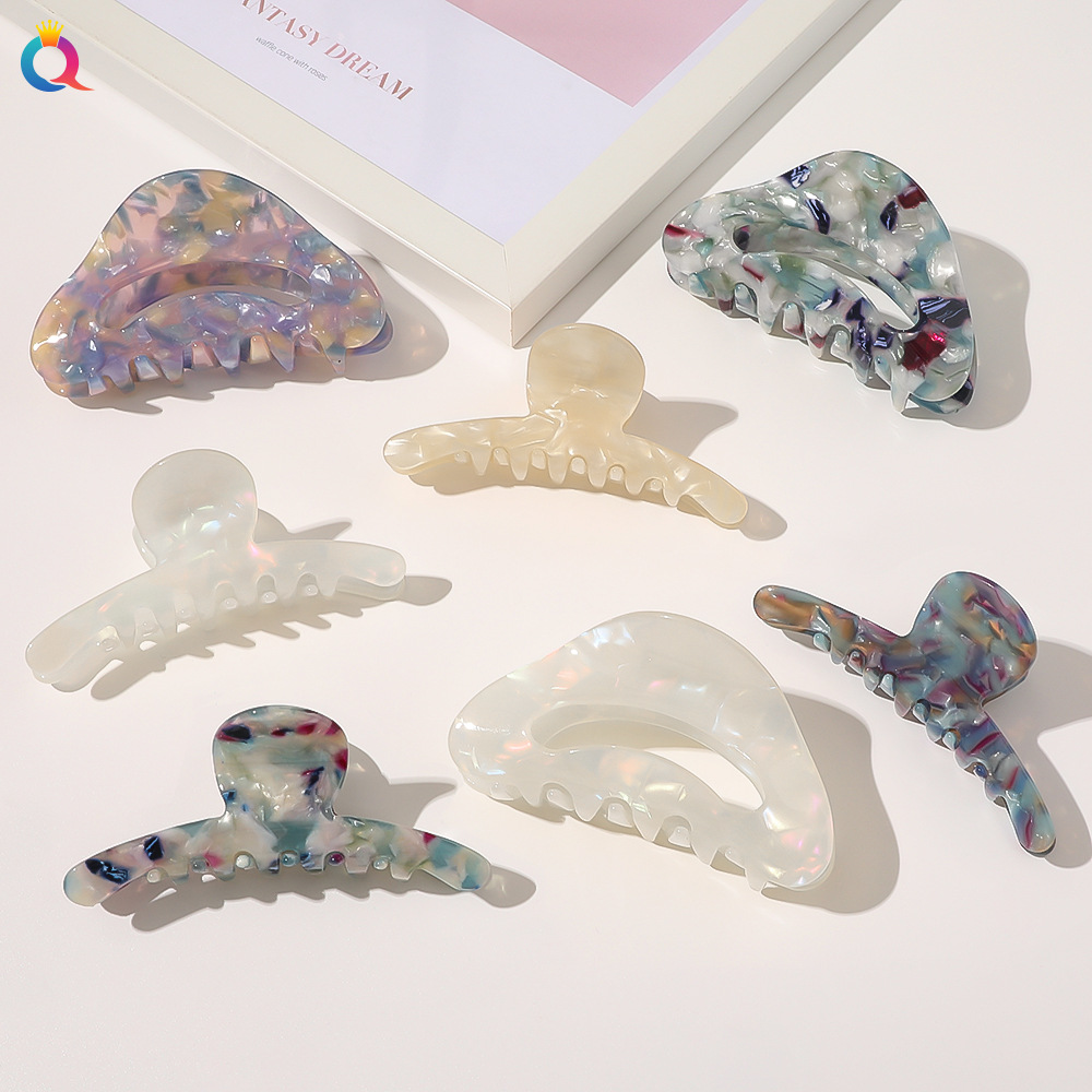 Qiyue Korean fashion acetic acid hair clip, Super ethereal ink-wash tortoiseshell bow tie, back of the head updo hair clip, shark clip hair accessory full figure