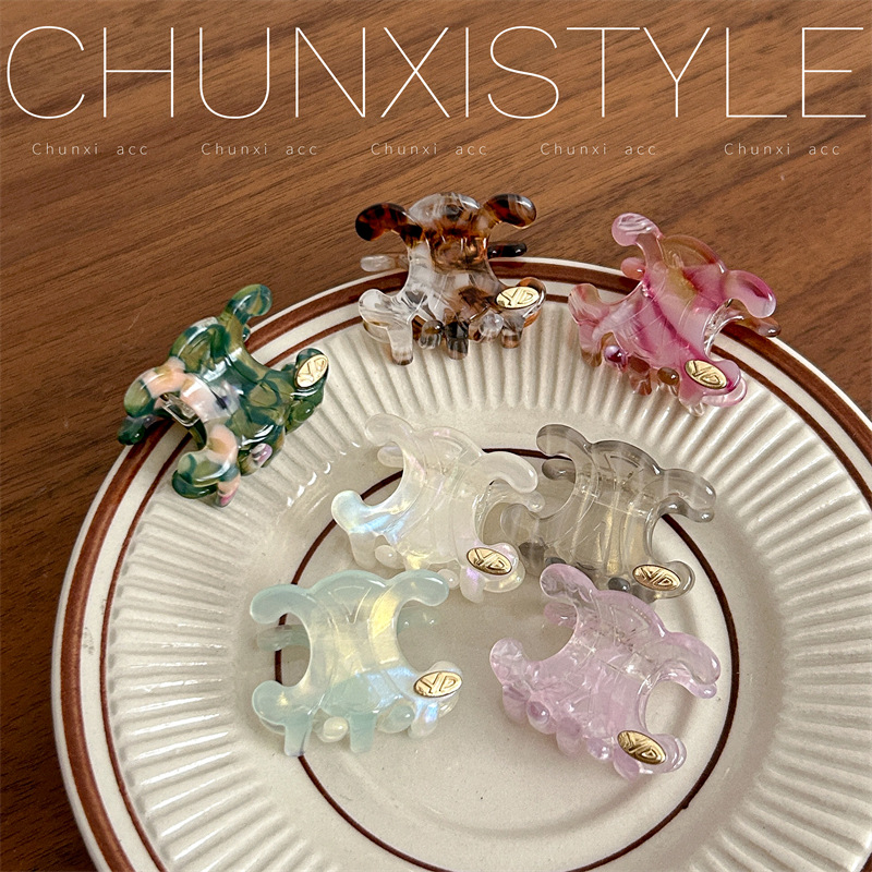 YD Personalized Arc de Triomphe 3cm acetate mini Grab clip bangs Shark clip Mini Hair grab French style high-end hair accessory details Picture