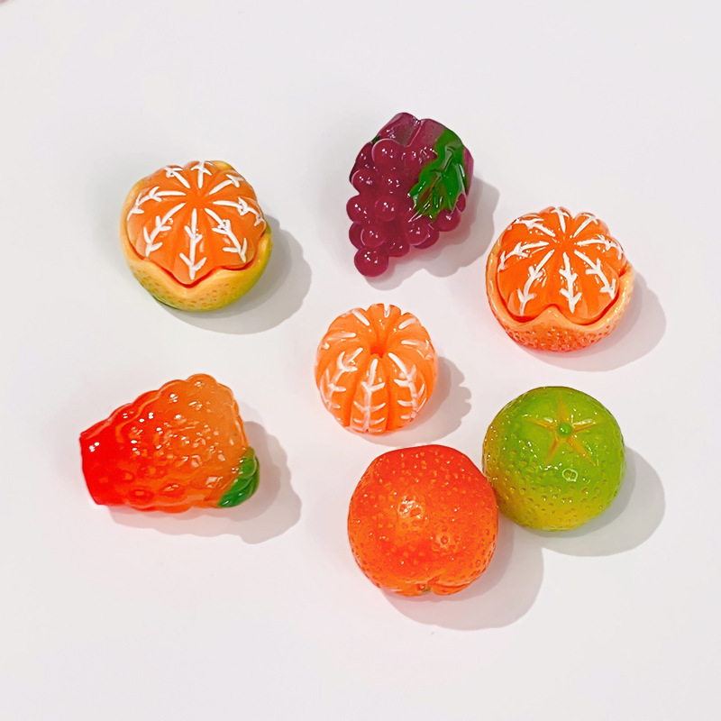 Simulated three-dimensional fruit, orange, grape resin accessories, handmade cream glue, diy phone case, earrings and accessories Specification drawing