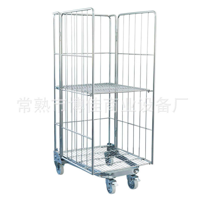 Available for purchase: Galvanized three-sided movable metal folding cage trucks for e-commerce logistics turnover and sorting Item Picture