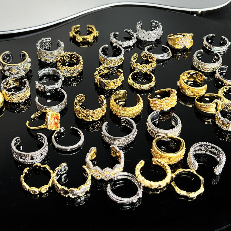 A collection of retro Italian court-style brushed, hollowed-out lace open ring, a fashionable, niche and versatile ring for women Application Scenario