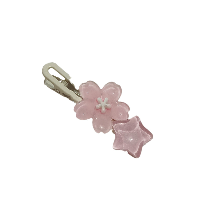 Sweet jelly cherry blossom hair clips, duckbill clips, girlish bangs clips, versatile student pink star hair accessories wholesale Item Picture