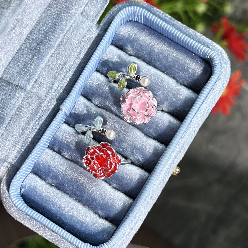 A three-dimensional rose flower ring with a summer atmosphere in the style of Chinese fashion, a delicate open ring, unique personality for women, sweet and cool, and versatile rings Specification drawing