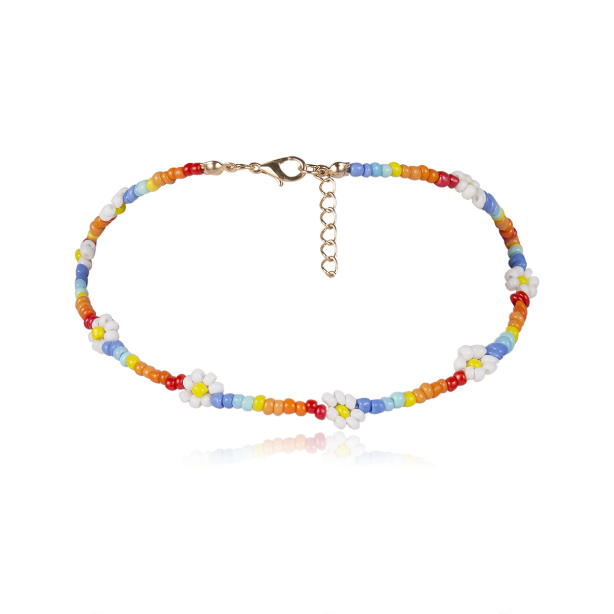 European and American cross-border jewelry, personalized colorful beaded ethnic necklaces, creative rice bead woven flower geometric necklaces Item Picture