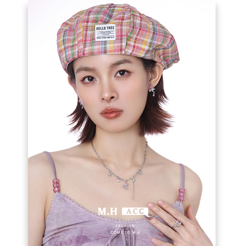 Colorful Zircon Butterfly series original design Summer new style versatile sweet and cool style earrings, rings, necklaces and women's accessories Specification drawing
