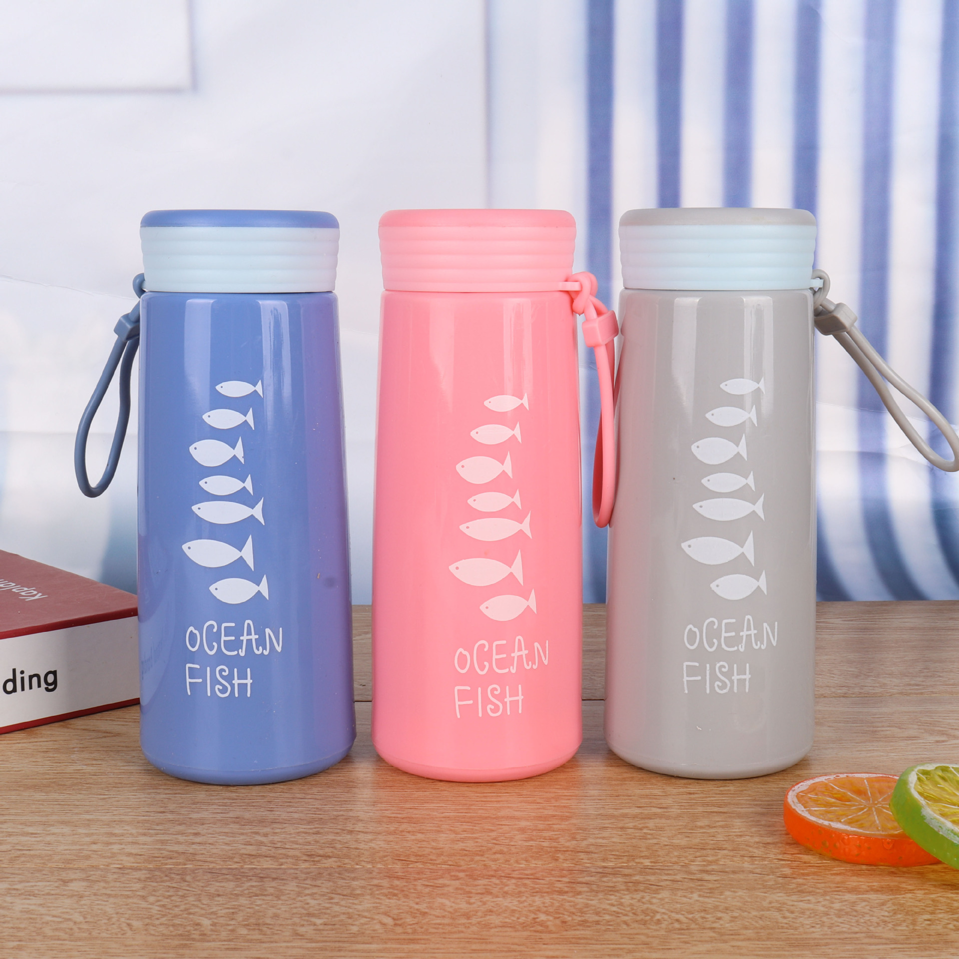 Simple ocean fish glass cup, Korean version creative advertising cup, store opening event cup, printable logo water cup full figure