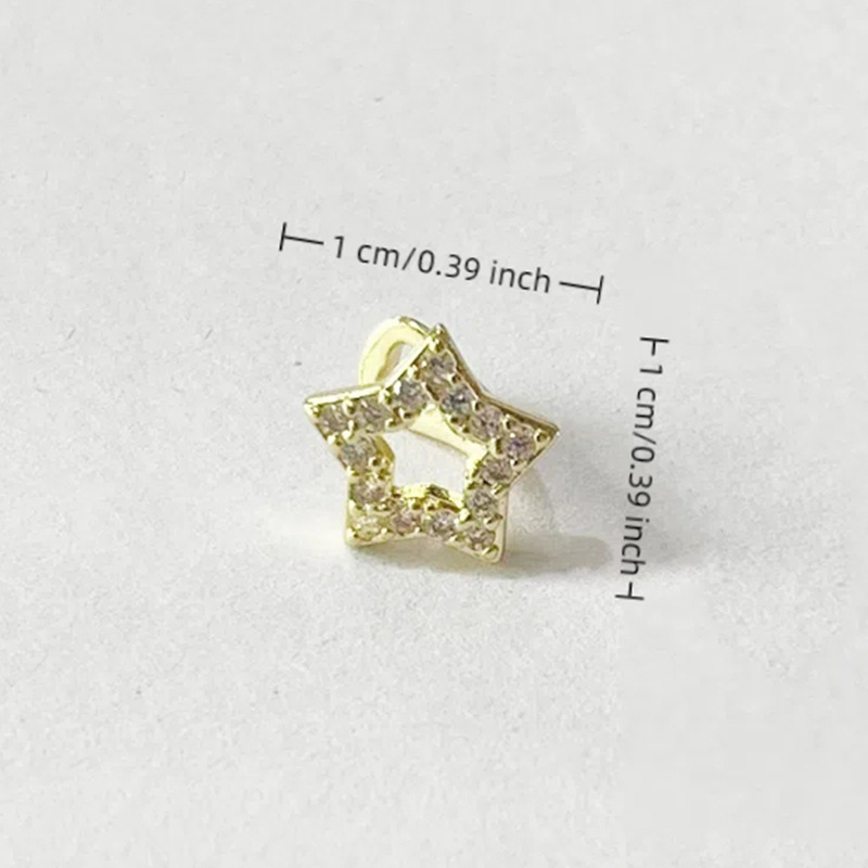 Jinwu Hollowed-out five-pointed star zircon braces, a cool and shiny gold tooth hip-hop accessory wholesale for daily outings details Picture