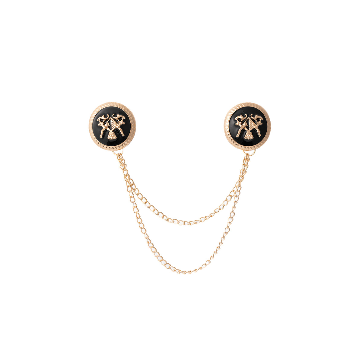 European and American light luxury high-end, British style brooch, retro metal chain, button-down buttons, niche, simple and fashionable chest accessory Item Picture